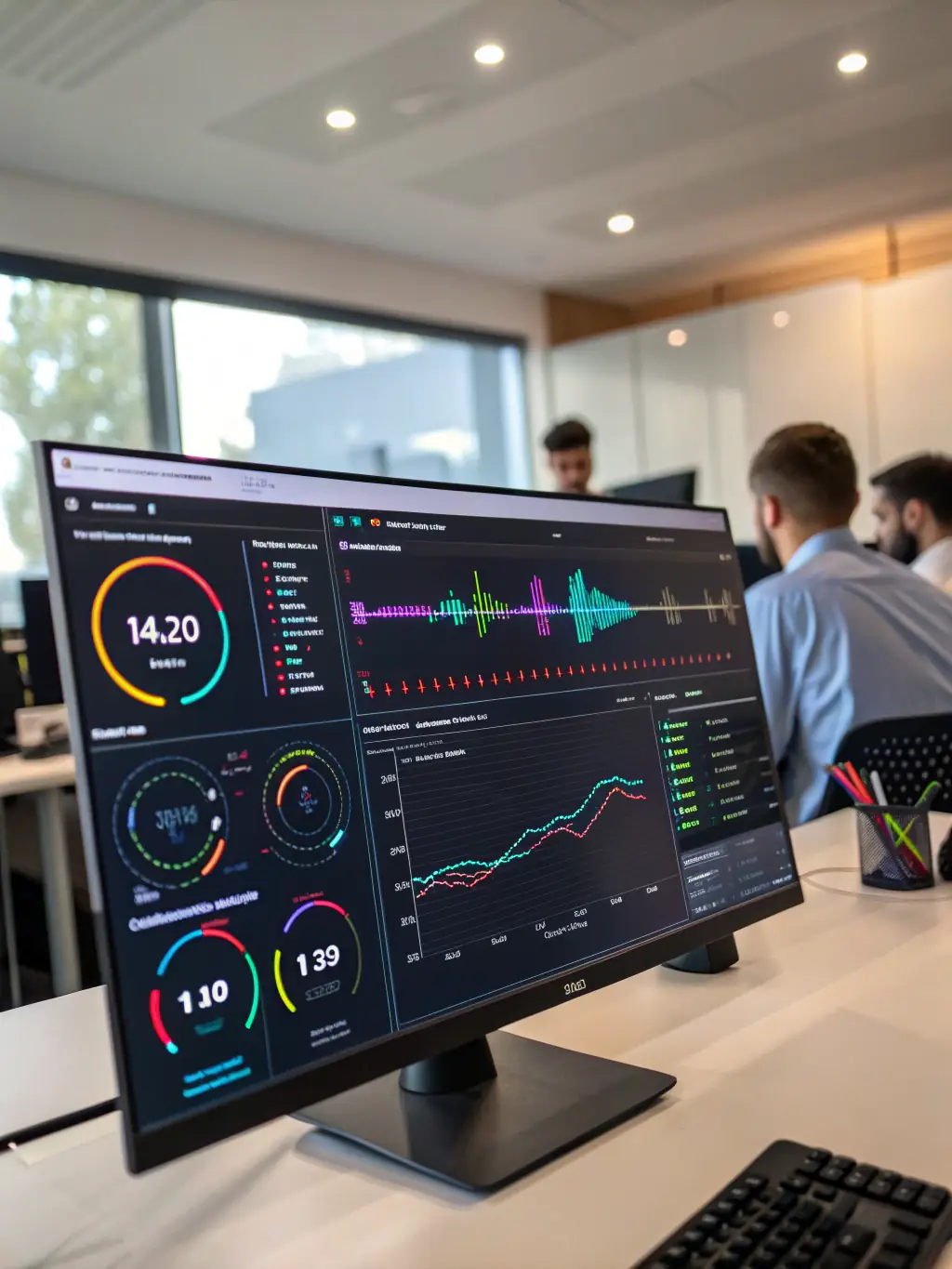 A clear dashboard displaying real-time call analytics and performance metrics for a real estate agency.